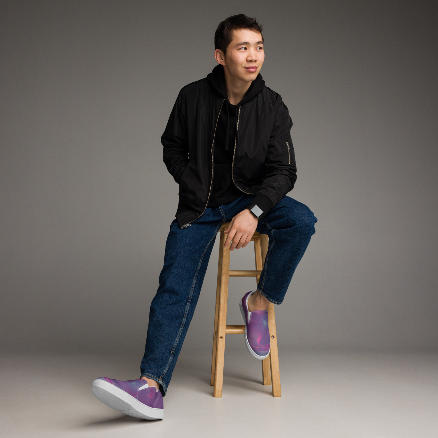 Men's Slip-On Canvas Shoes - Dreamscape Swirl