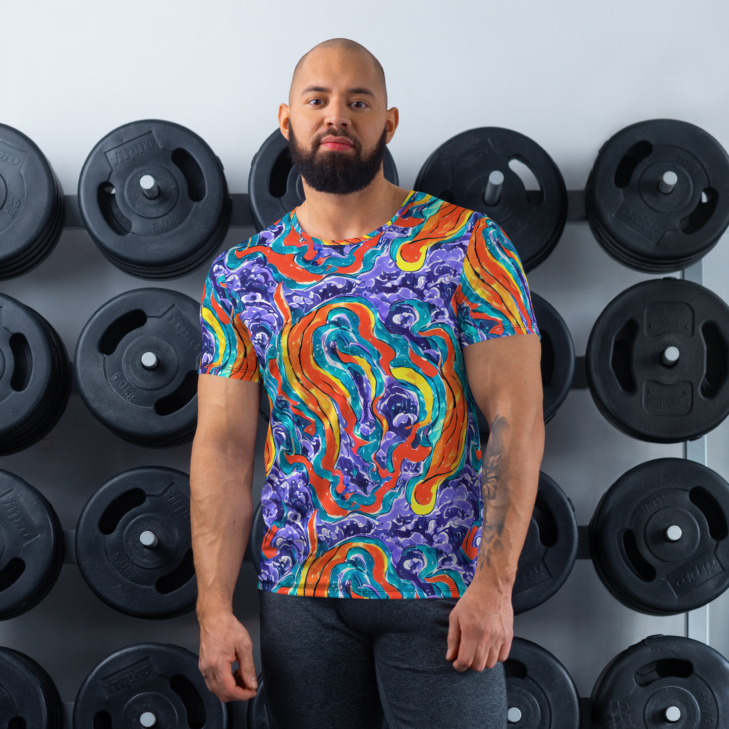 Men's Athletic T-Shirt - Galactic Waves