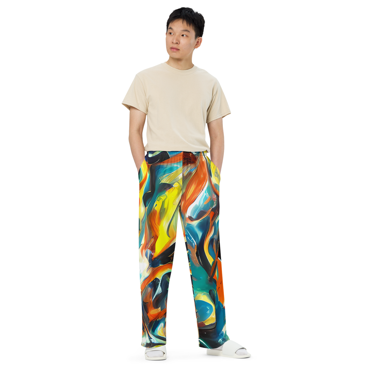 Wide-Leg Pants - Chromatic Vortex