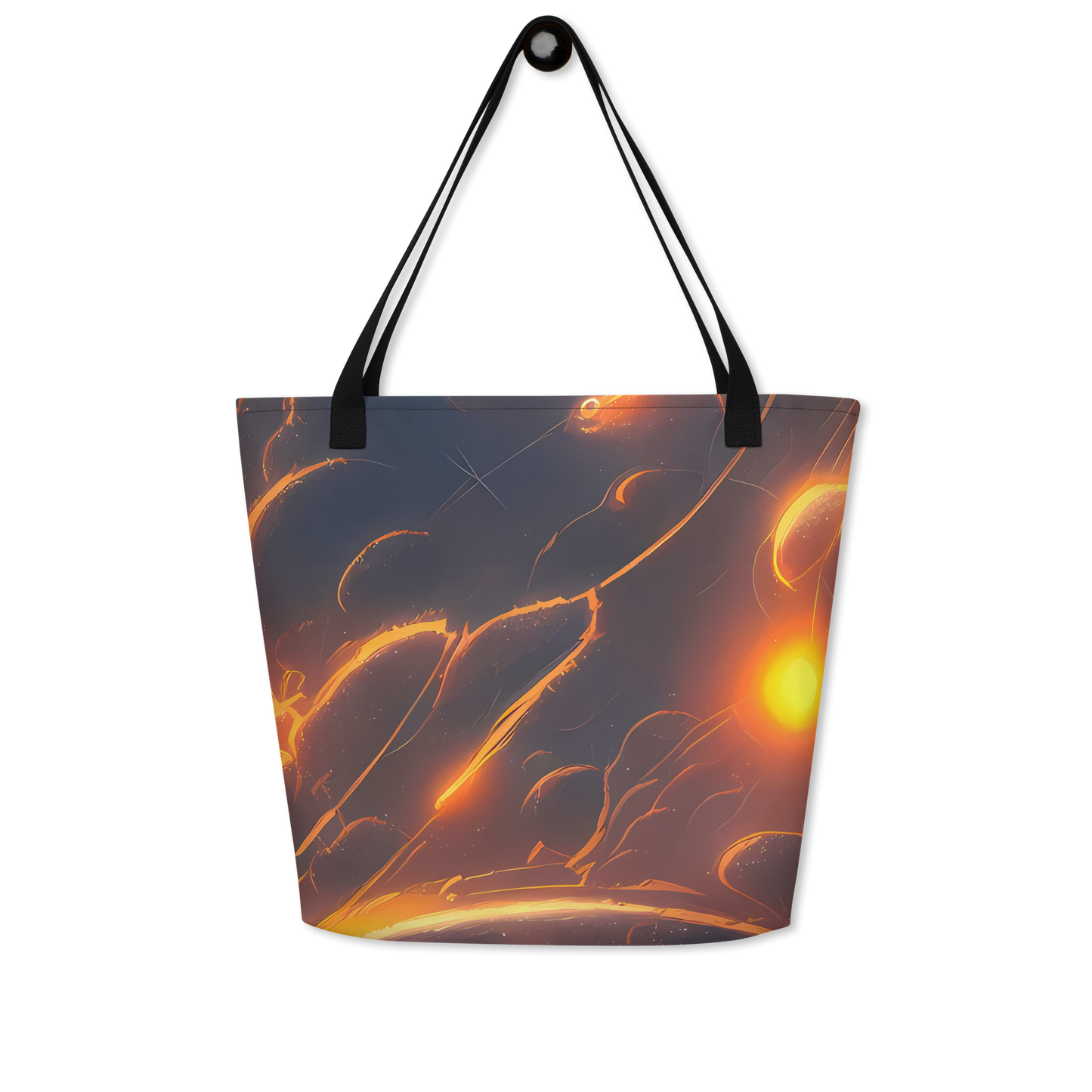 Large Tote Bag w/ Pocket - Inferno Spirals