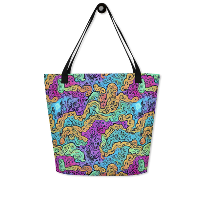 Large Tote Bag w/ Pocket - Intergalactic Graffiti