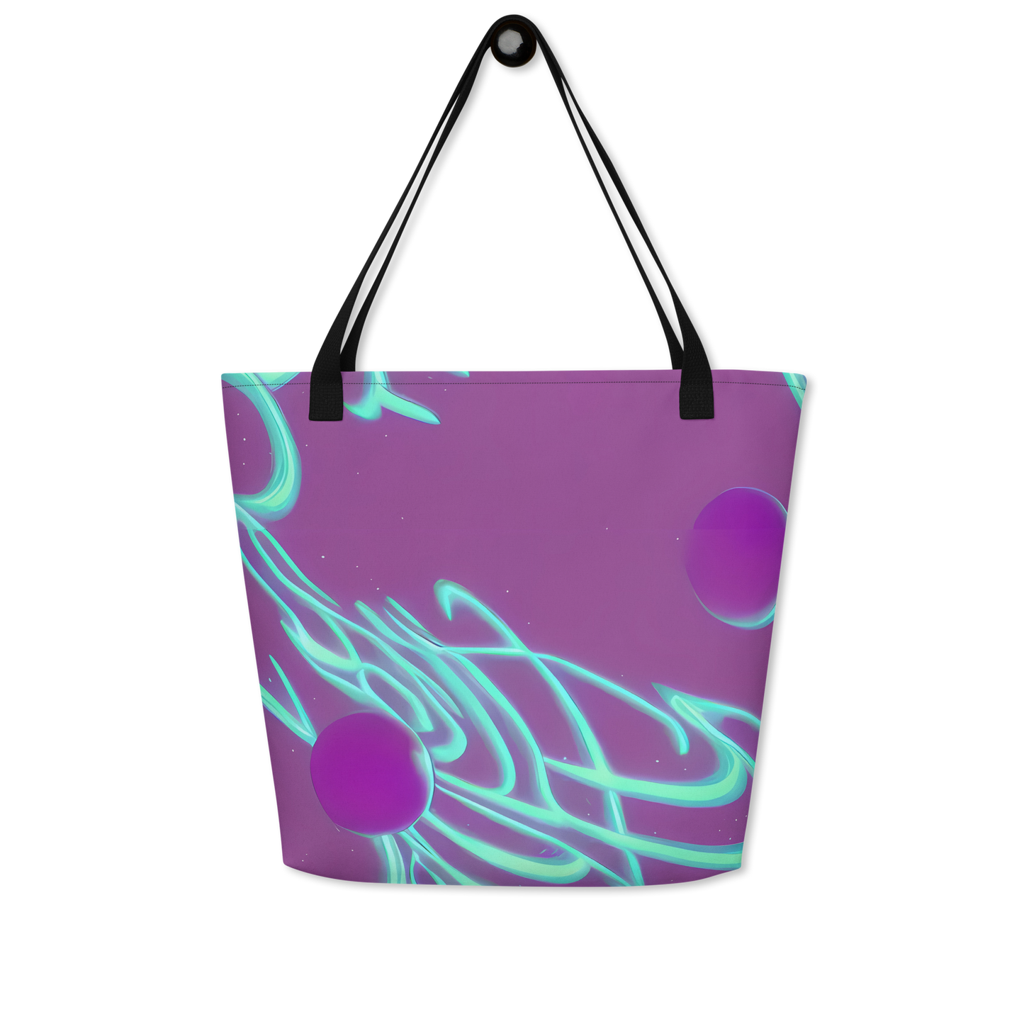 Large Tote Bag w/ Pocket - Neon Drift