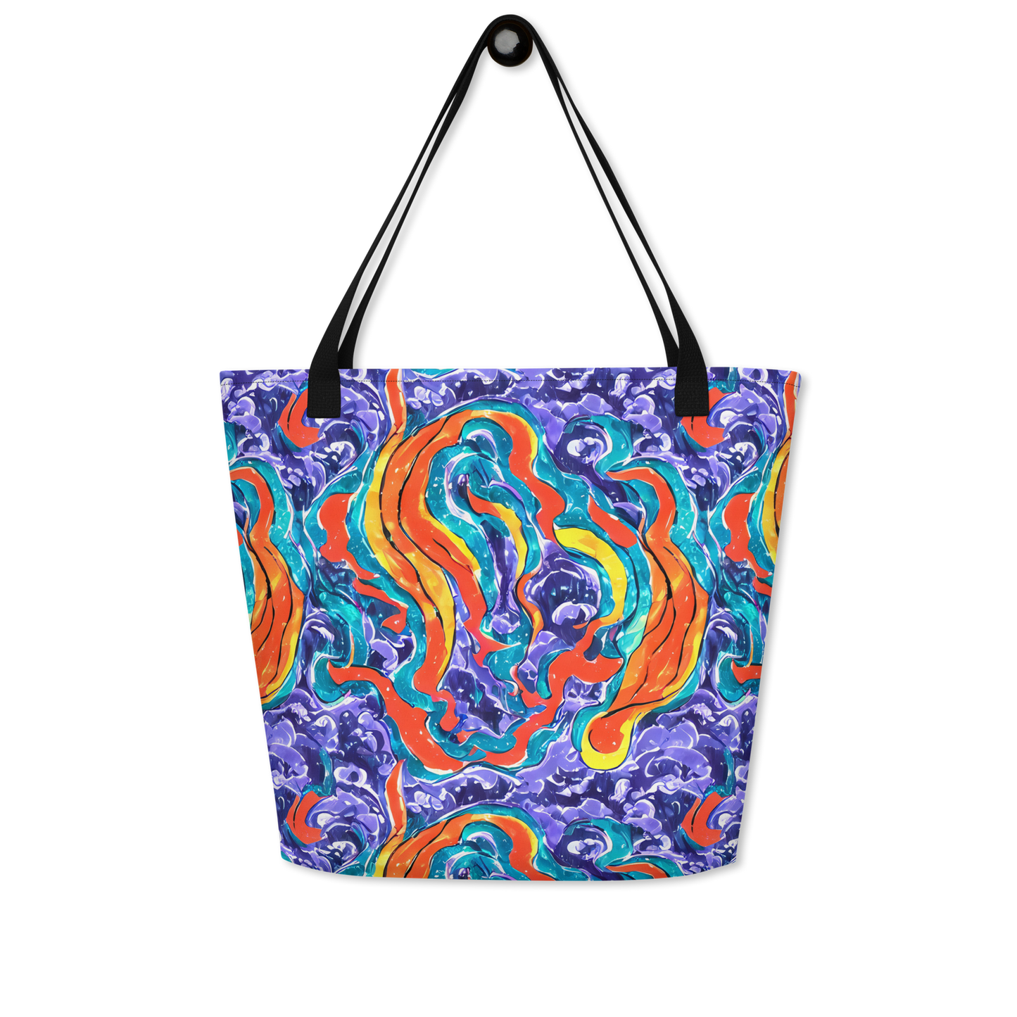 Large Tote Bag w/ Pocket - Galactic Waves