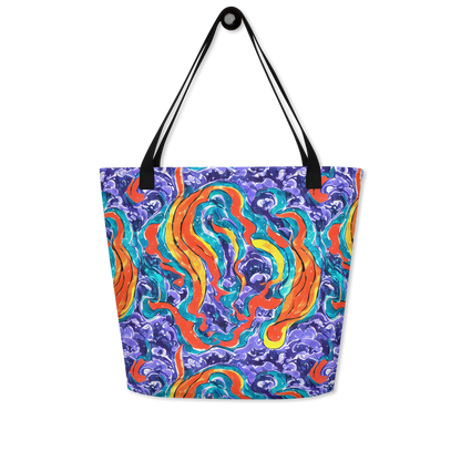 Large Tote Bag w/ Pocket - Galactic Waves