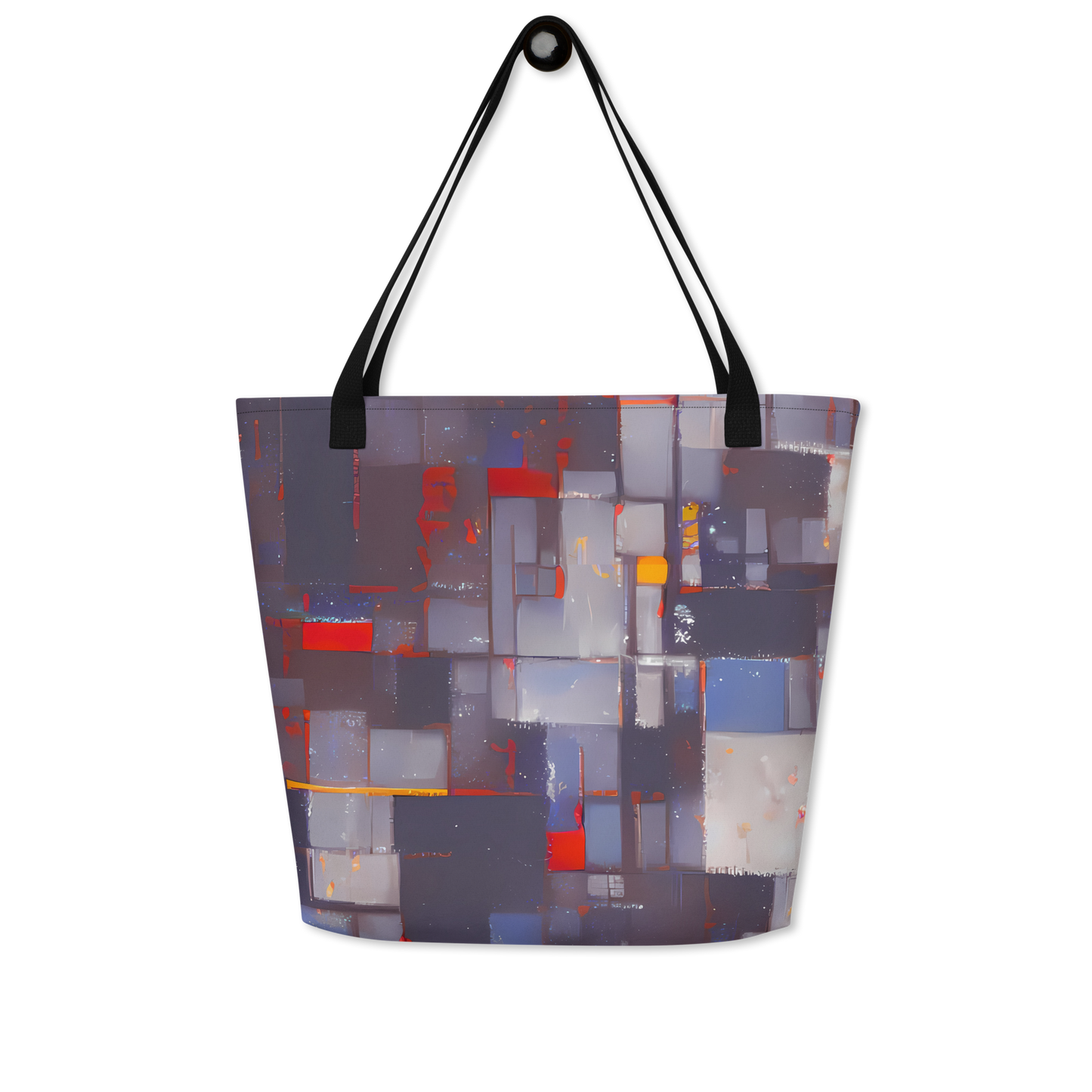 Large Tote Bag w/ Pocket - Cubist Rhythm