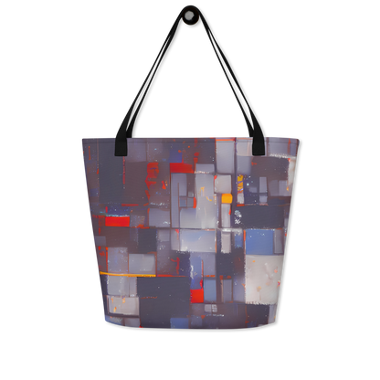 Large Tote Bag w/ Pocket - Cubist Rhythm