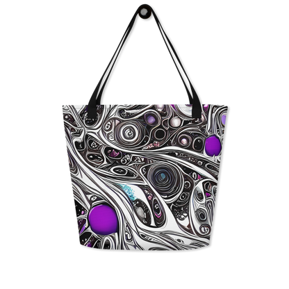 Large Tote Bag w/ Pocket - Neo-Noir Waves