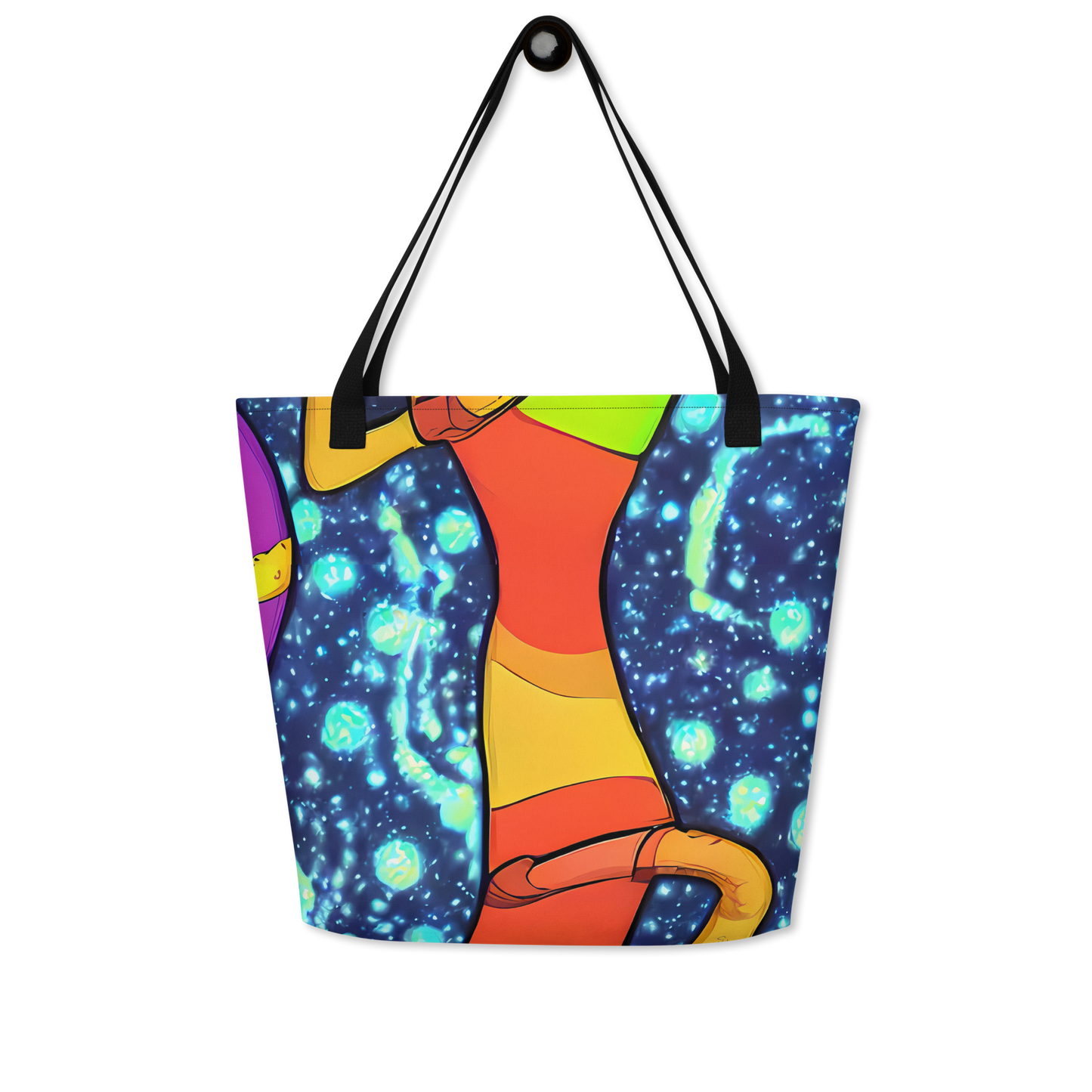 Large Tote Bag w/ Pocket - Cosmic Siblings