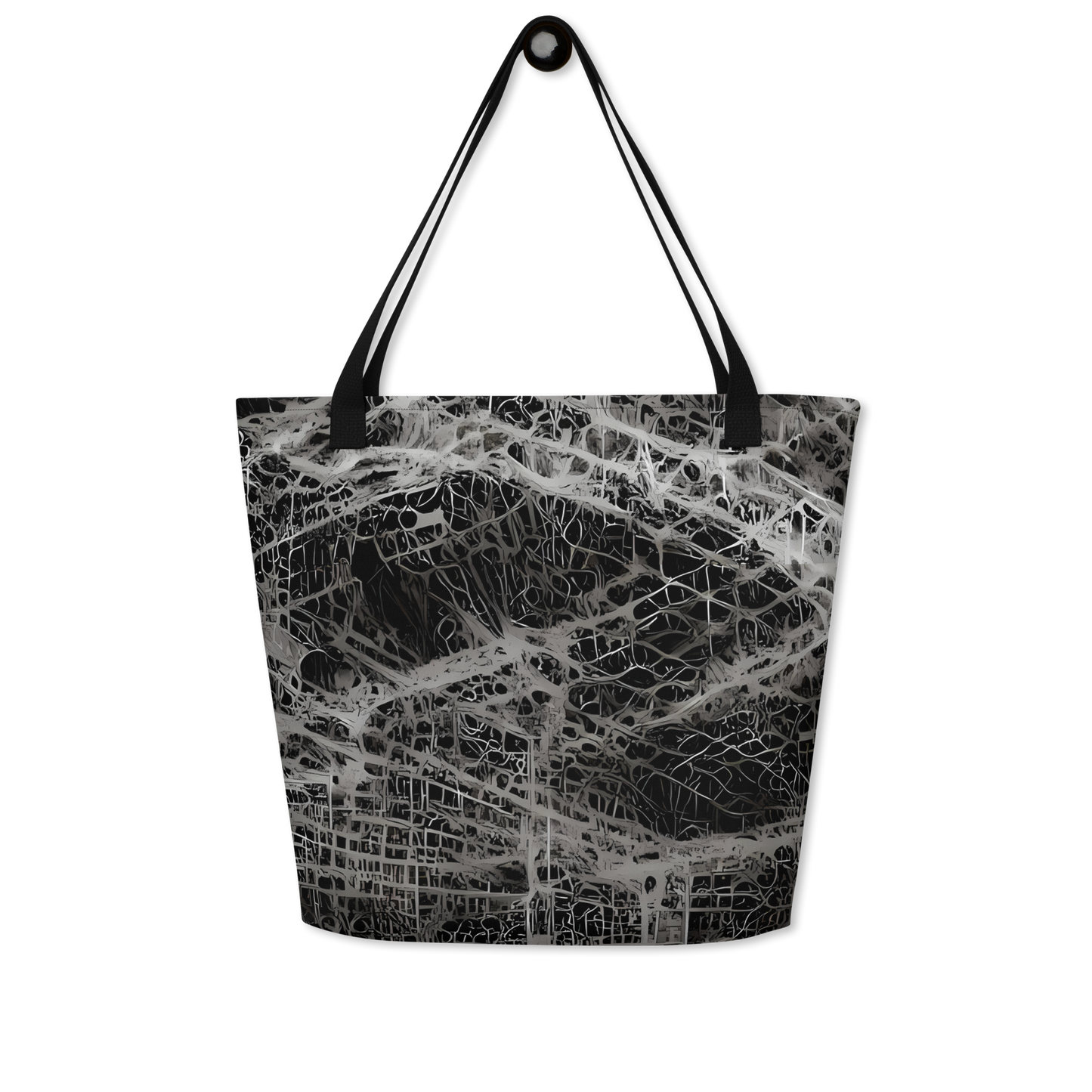 Large Tote Bag w/ Pocket - Monochrome Mesh