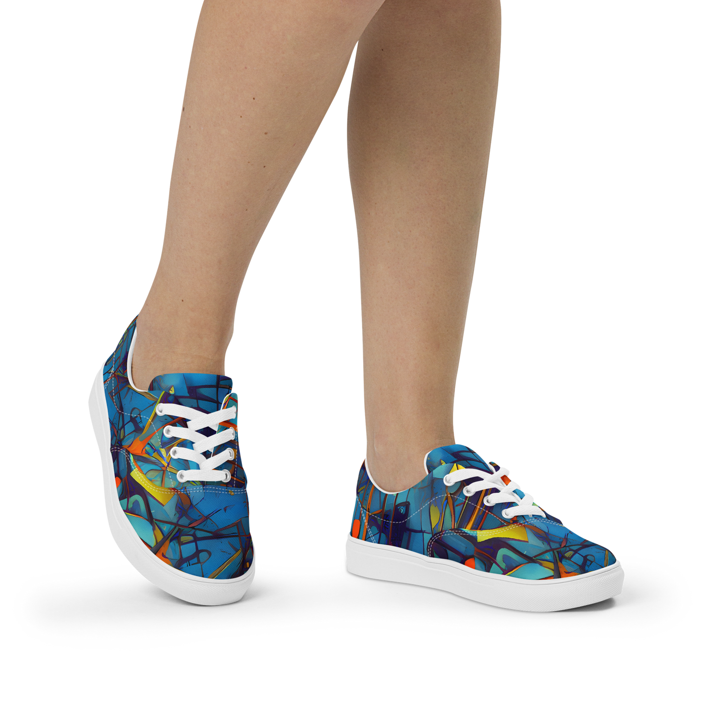 Women's Lace-Up Canvas Shoes - Abstract Eddy