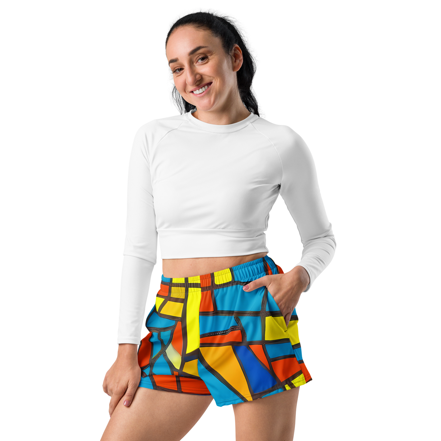 Women’s Athletic Shorts - Mondrian Mesh