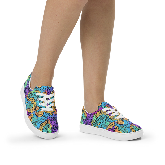 Women's Lace-Up Canvas Shoes - Intergalactic Graffiti