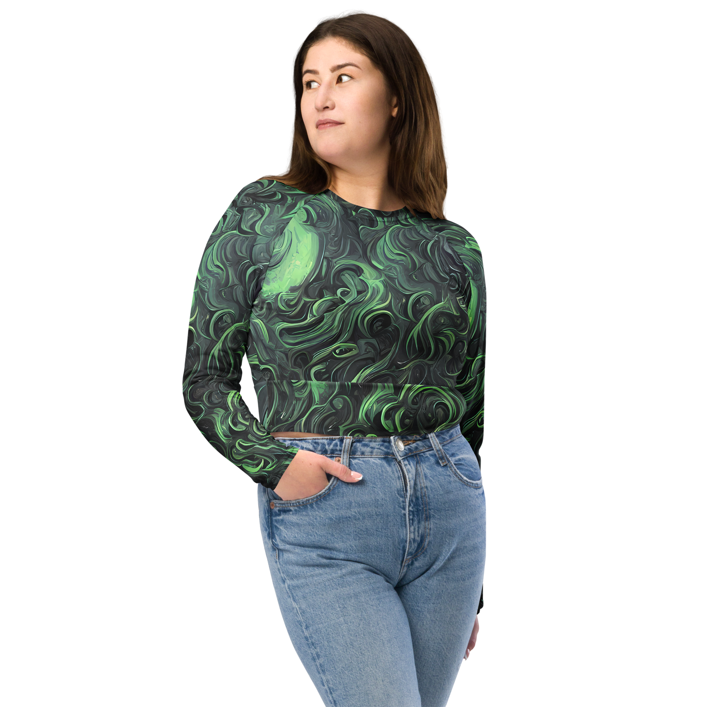 Long Sleeve Crop Top - Savrasov Swirls