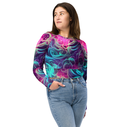 Long Sleeve Crop Top - Galactic Bloom