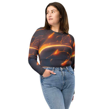 Long Sleeve Crop Top - Inferno Spirals