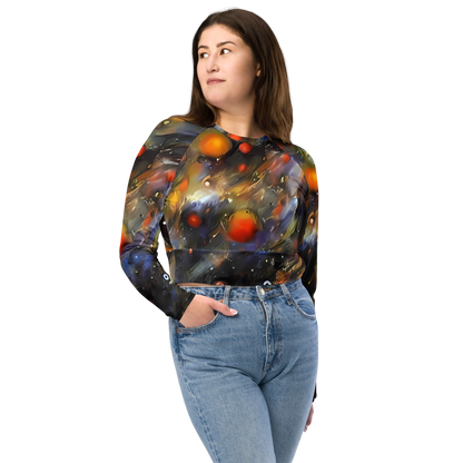 Long Sleeve Crop Top - Brushstroke Blaze