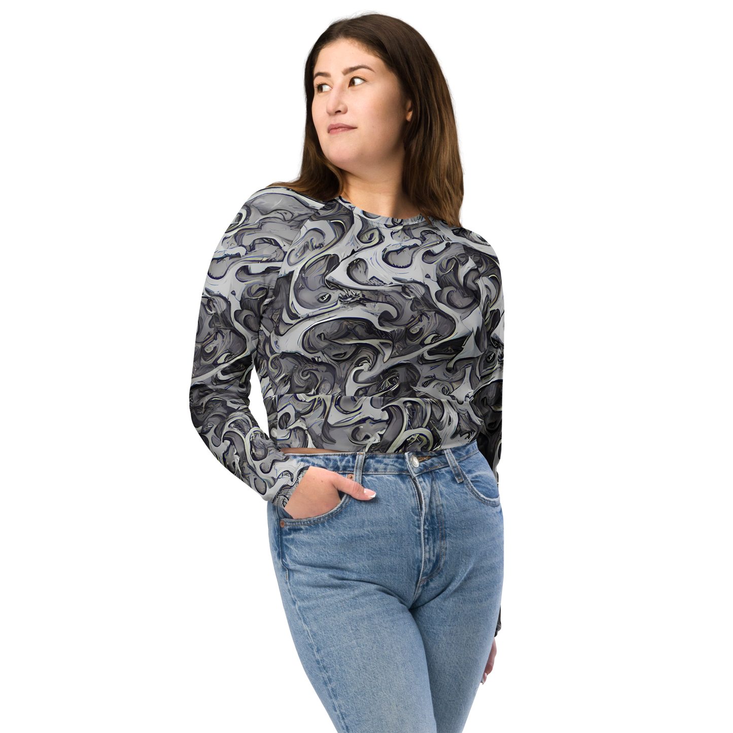 Long Sleeve Crop Top - Mashburn Swirls