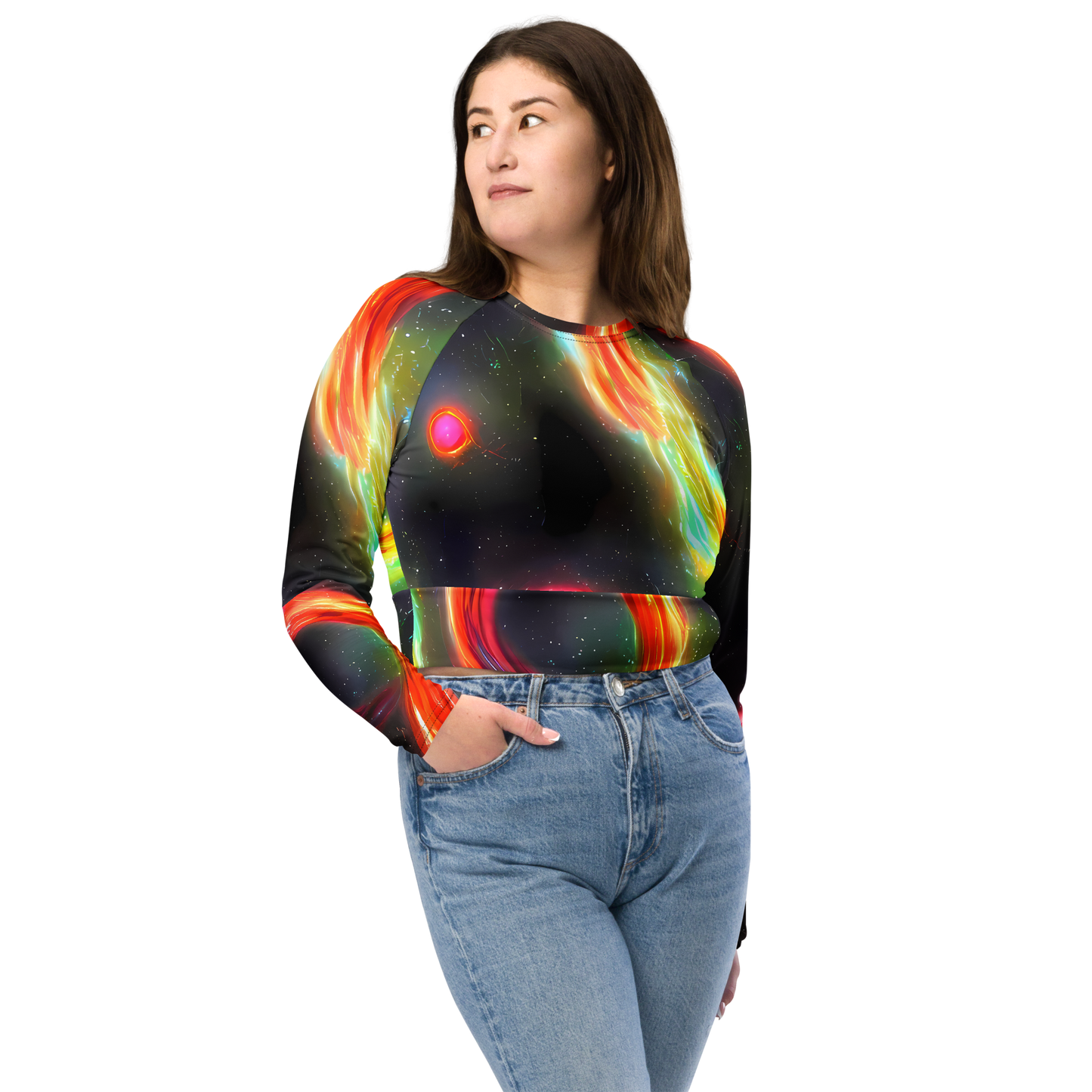 Long Sleeve Crop Top - Sherwood Swirl