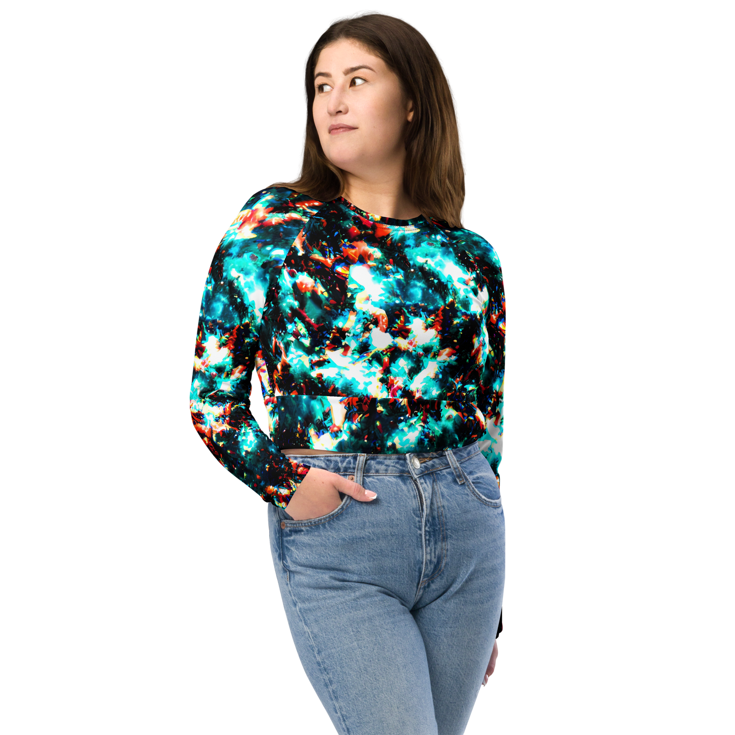 Long Sleeve Crop Top - Whirlpool Dream