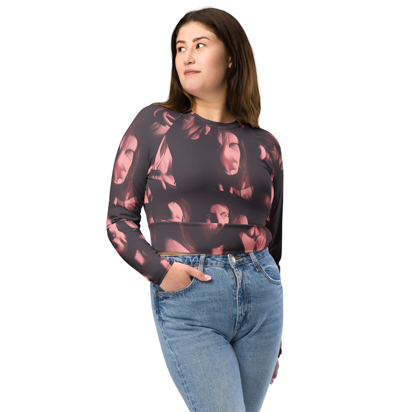 Long Sleeve Crop Top - Portrait Whispers