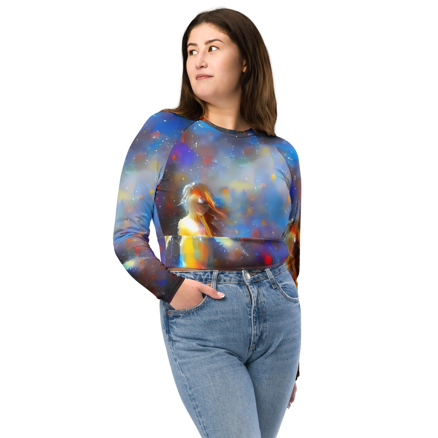 Long Sleeve Crop Top - Impressionist Drift