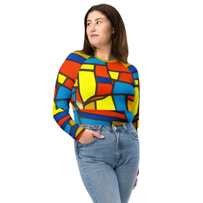 Long Sleeve Crop Top - Mondrian Mesh