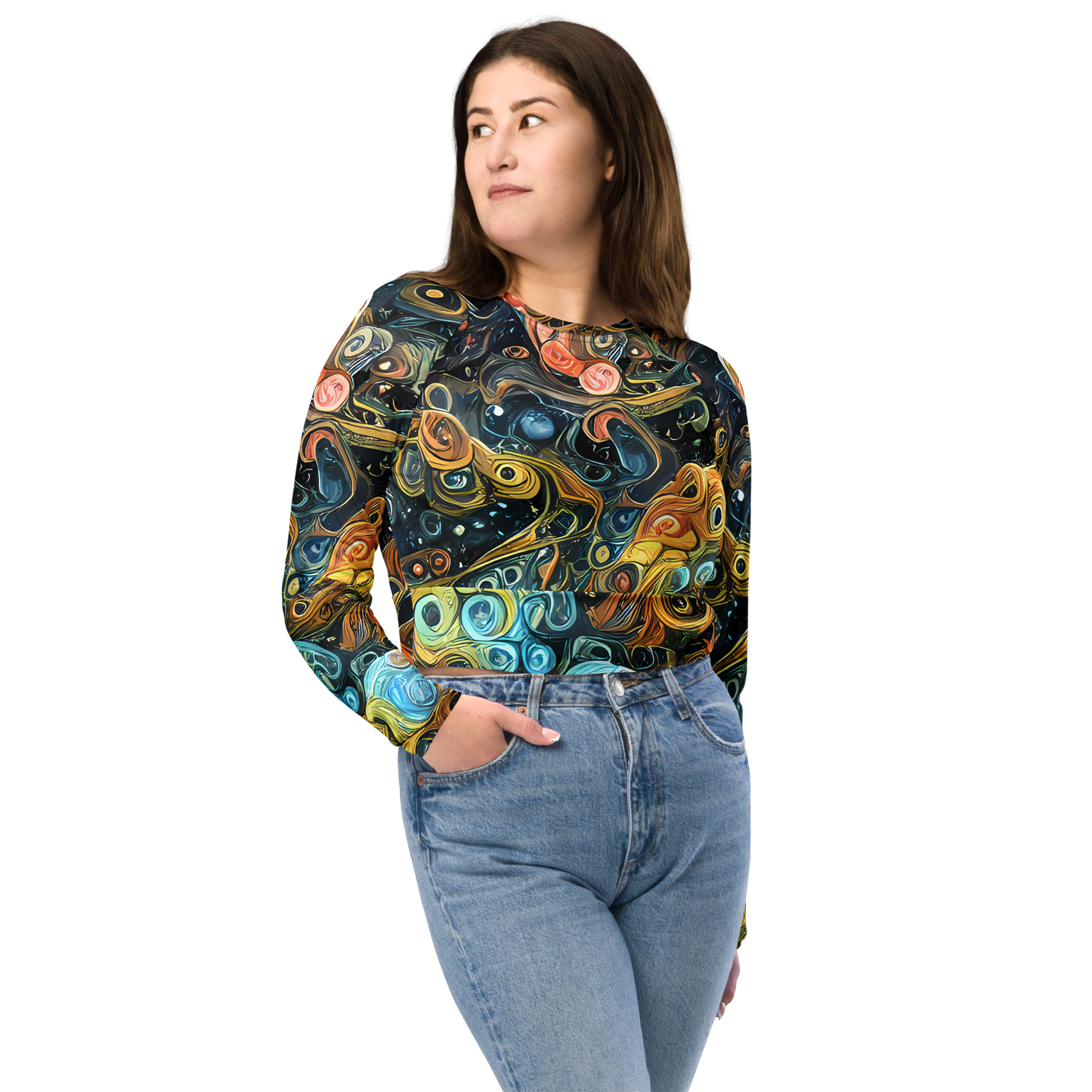 Long Sleeve Crop Top - Wild Cosmos