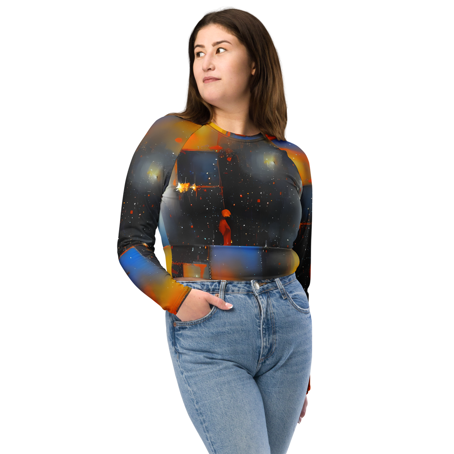 Long Sleeve Crop Top - Monet's Matrix