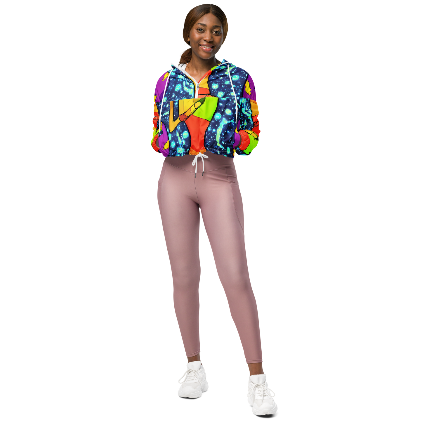 Women's Cropped Windbreaker - Cosmic Siblings