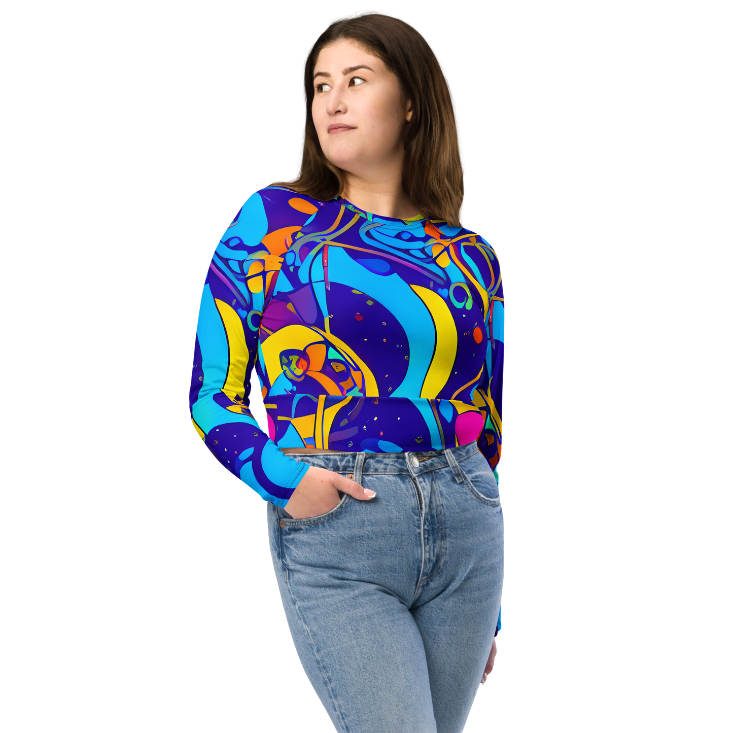 Long Sleeve Crop Top - Spectral Tangle