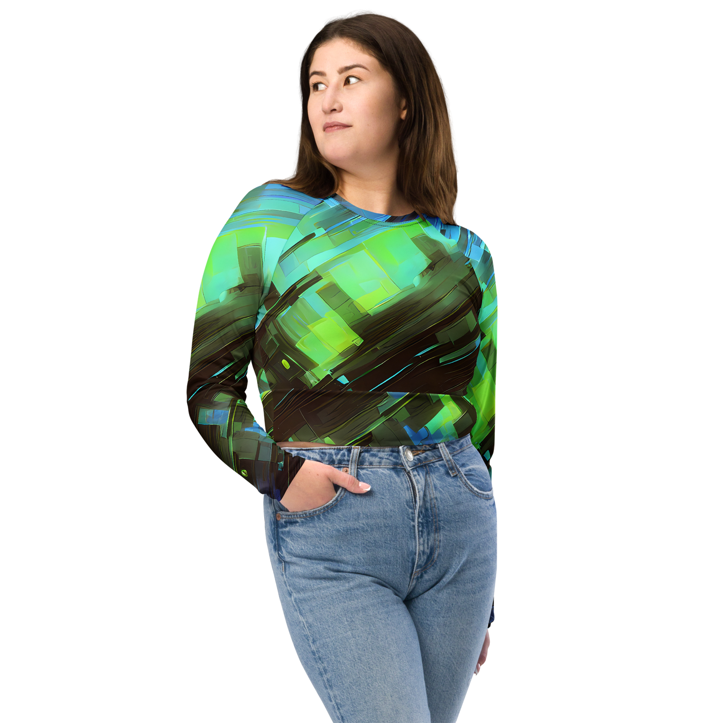 Long Sleeve Crop Top - Cyber Shard