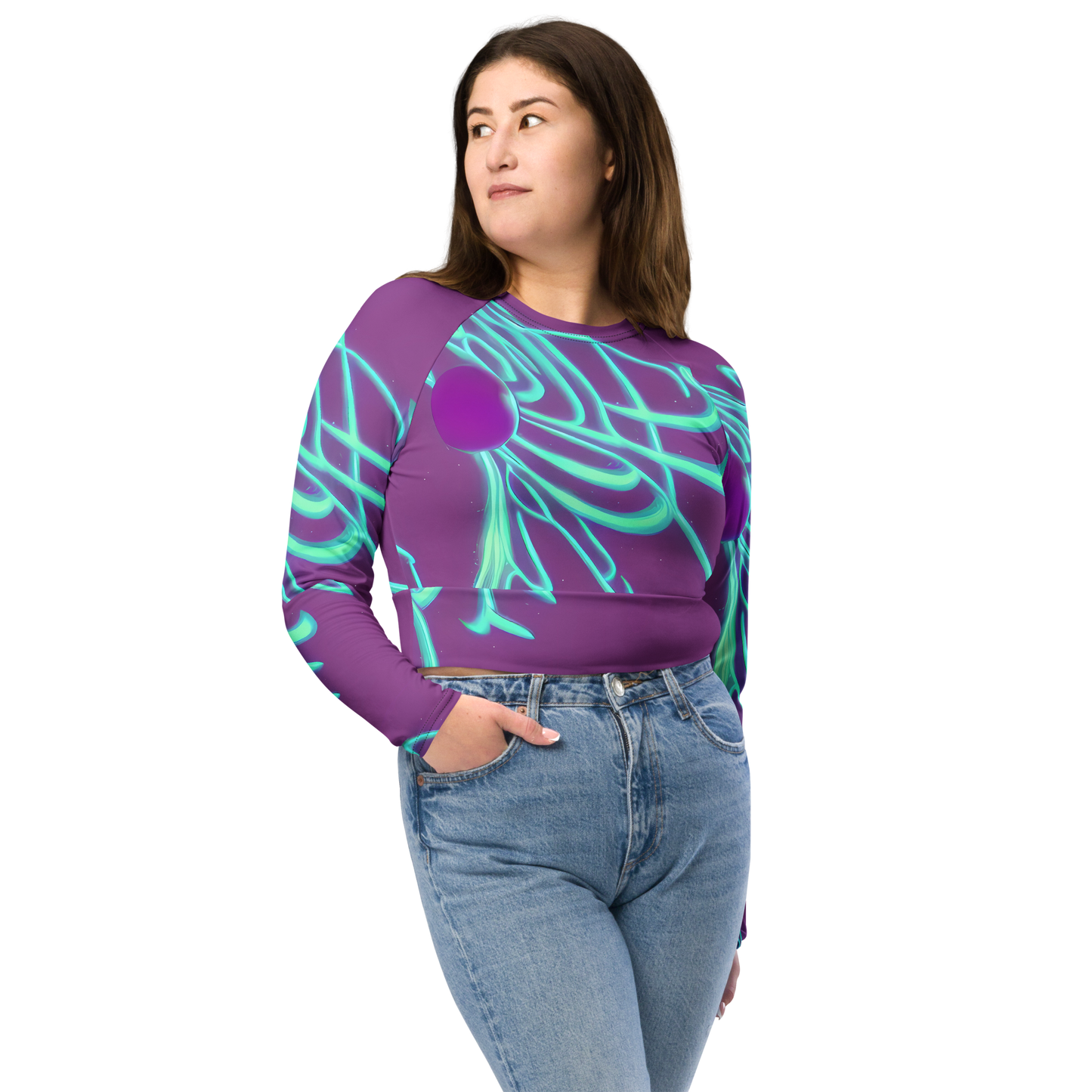 Long Sleeve Crop Top - Neon Drift