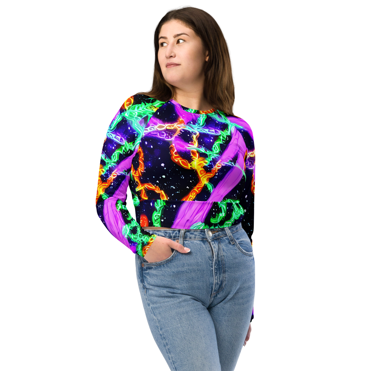 Long Sleeve Crop Top - Enckell's Nebula