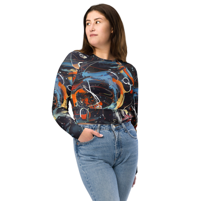 Long Sleeve Crop Top - Neo-Splash Labyrinth