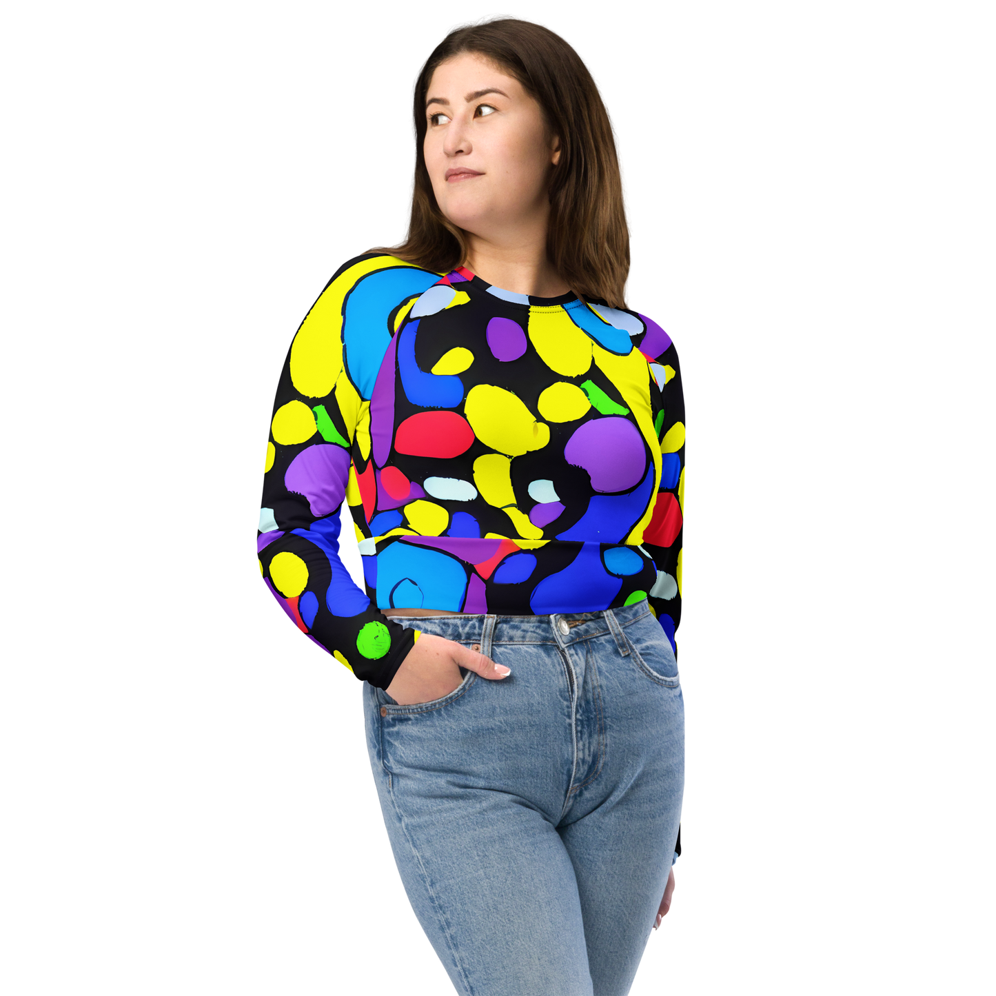 Long Sleeve Crop Top - Miró's Mosaic