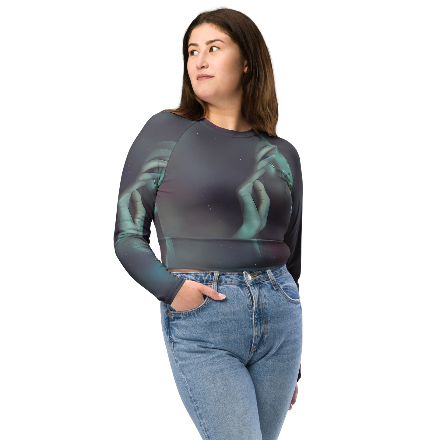 Long Sleeve Crop Top - Surreal Dreams