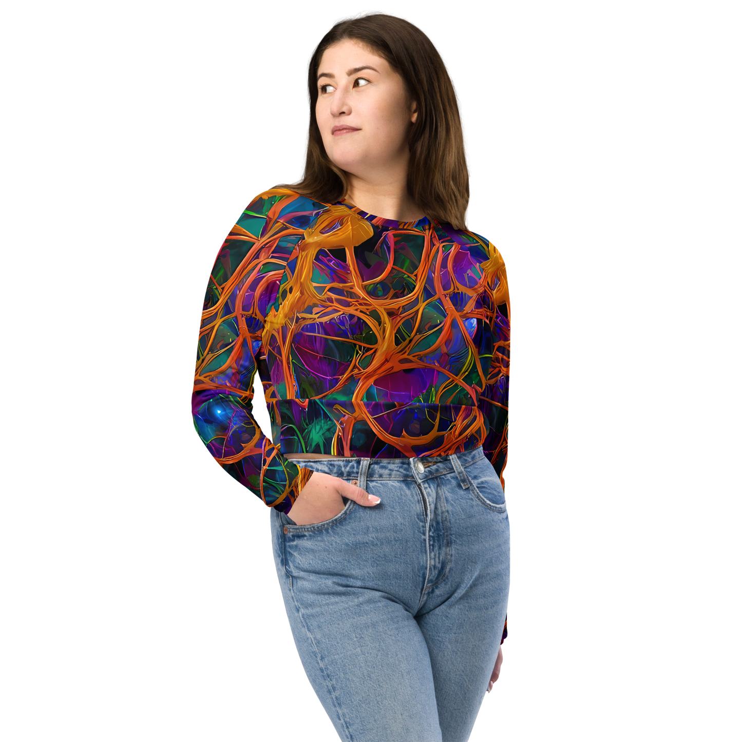 Long Sleeve Crop Top - Spectral Weave