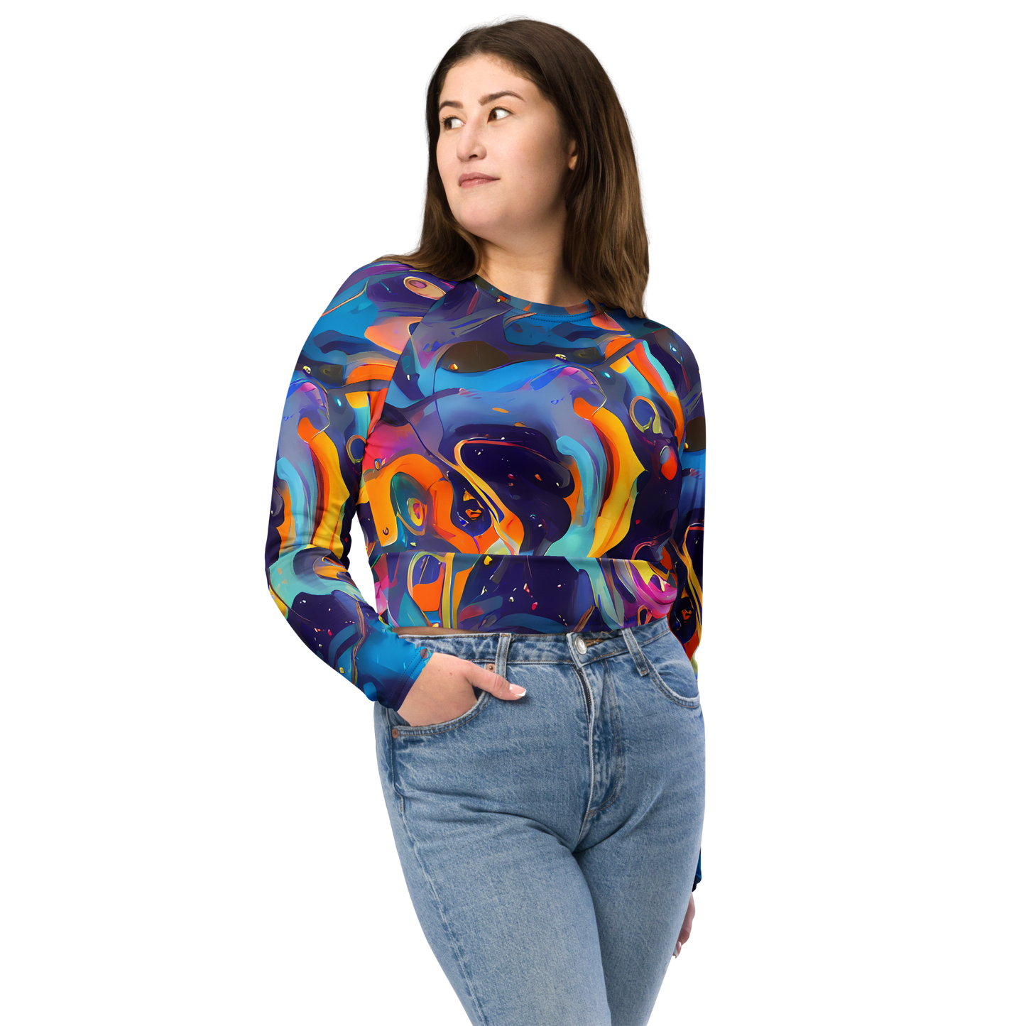 Long Sleeve Crop Top - Whimsical Fusion