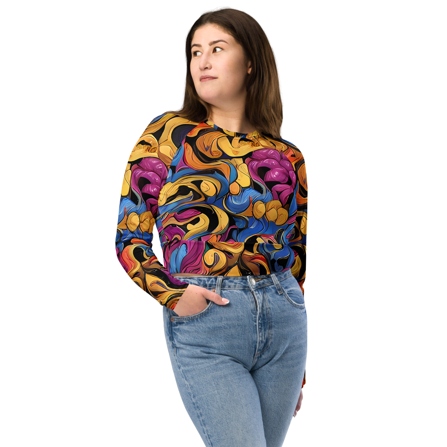 Long Sleeve Crop Top - Bosschaert Whorls