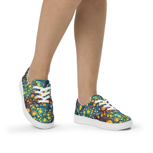 Women's Lace-Up Canvas Shoes - Starry Orbits