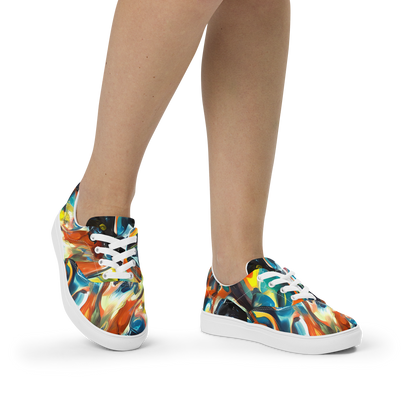 Women's Lace-Up Canvas Shoes - Chromatic Vortex