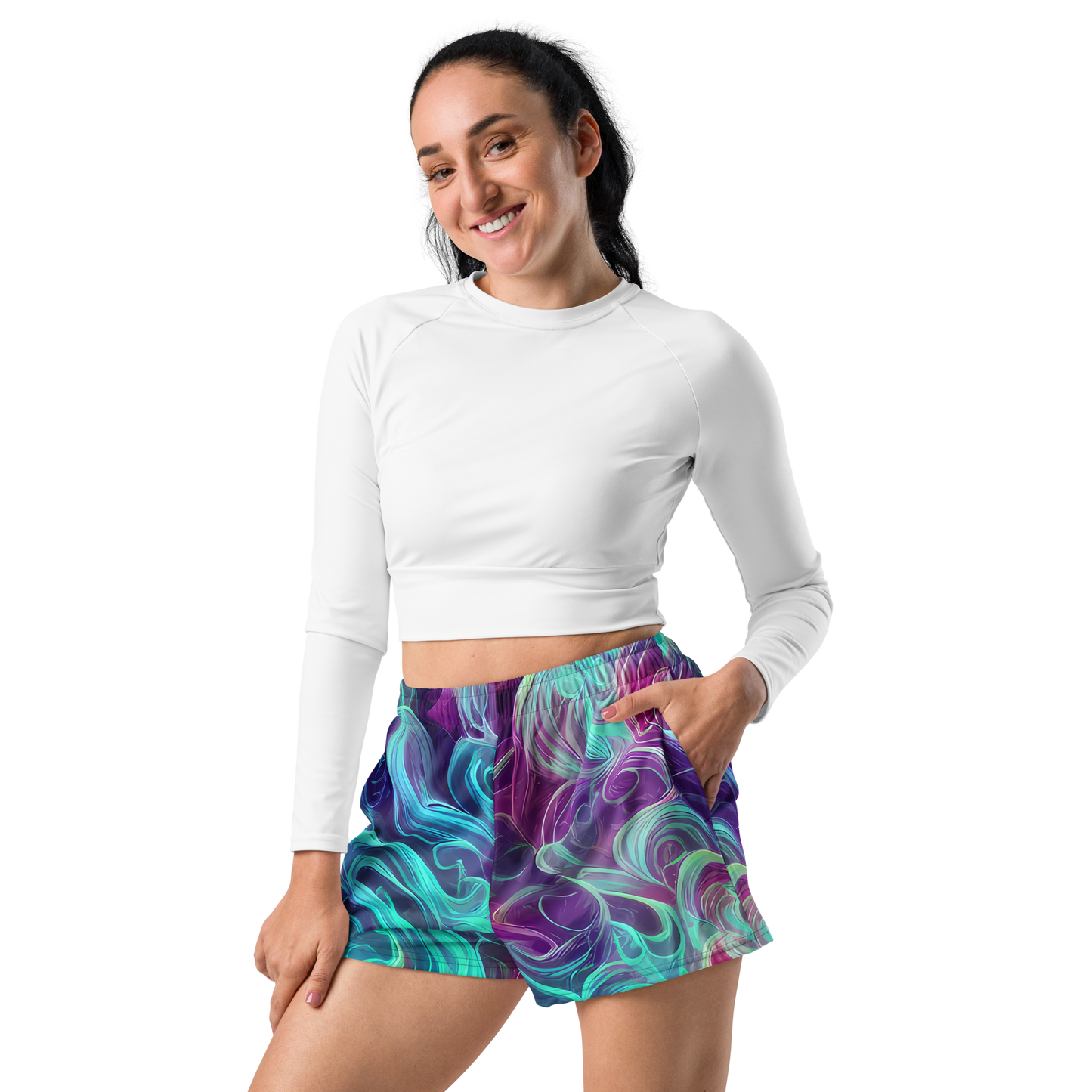 Women’s Athletic Shorts - Galactic Bloom