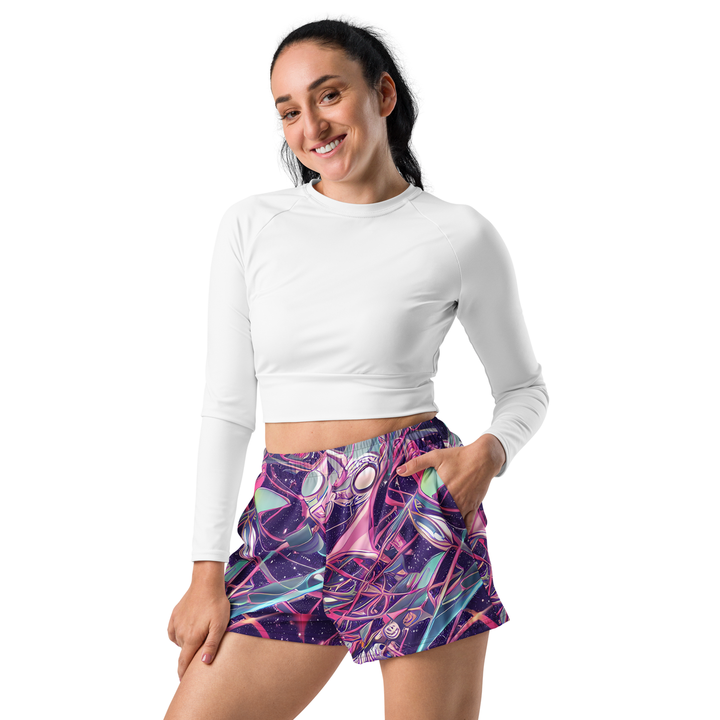 Women’s Athletic Shorts - Neo-Tokyo Twirl