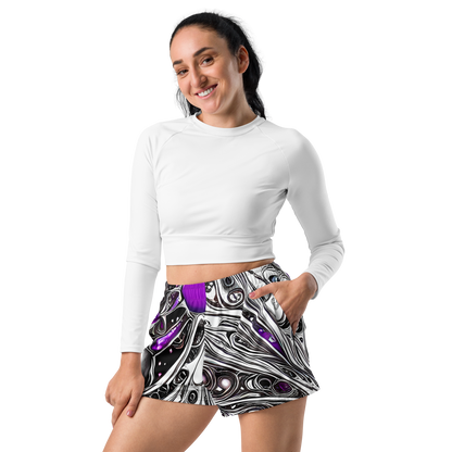 Women’s Athletic Shorts - Neo-Noir Waves