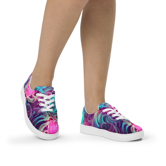 Women's Lace-Up Canvas Shoes - Galactic Bloom