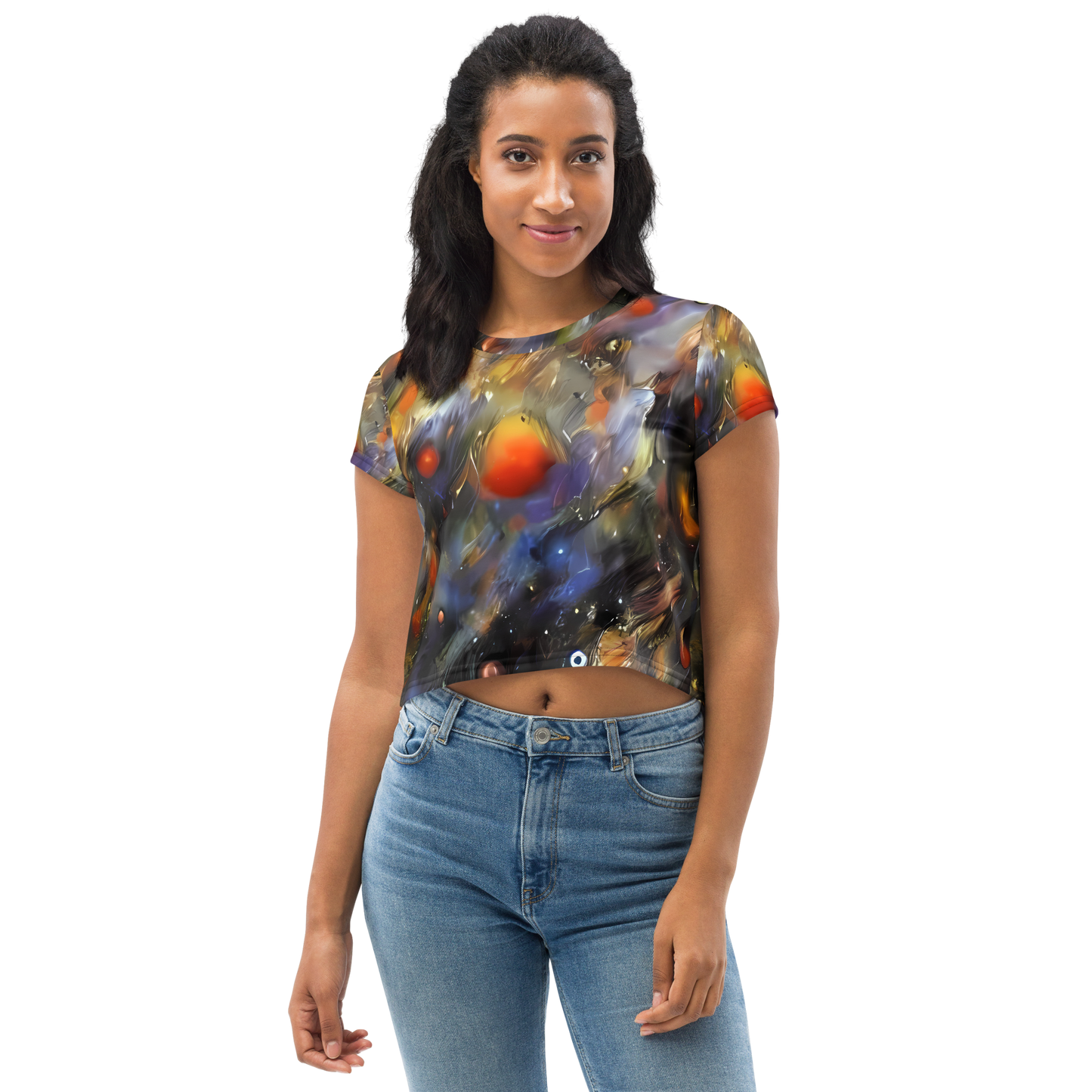 Women's Crop Tee - Brushstroke Blaze