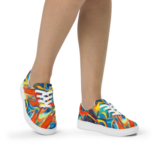 Women's Lace-Up Canvas Shoes - Chromatic Fusion