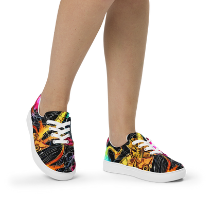 Women's Lace-Up Canvas Shoes - Psychedelic Pulsar