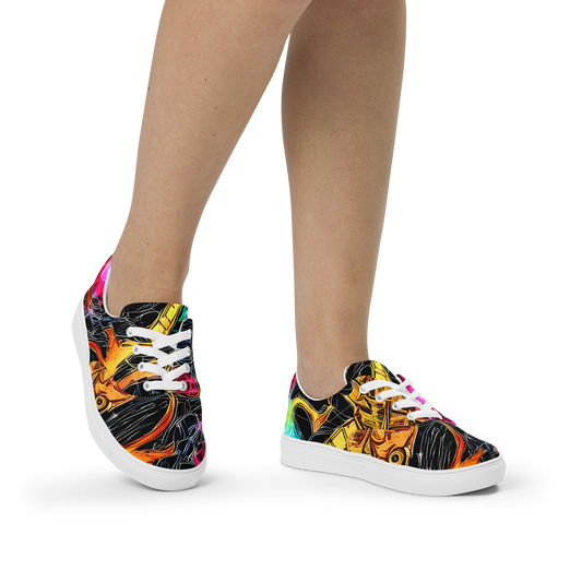 Women's Lace-Up Canvas Shoes - Psychedelic Pulsar