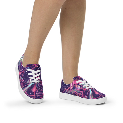 Women's Lace-Up Canvas Shoes - Neo-Tokyo Twirl